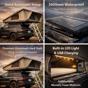 Tente de toit rigide en aluminium de qualité supérieure pour SUV 4x4, tente de <span class=keywords><strong>camping</strong></span> souple pour camion, pour 2 personnes, <span class=keywords><strong>camping</strong></span>-<span class=keywords><strong>car</strong></span> - Product Image 2