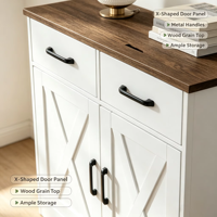 Buffet moderne en bois blanc, armoire de rangement en MDF avec 3 tiroirs et 3 portes en forme de X pour salon et salle à manger