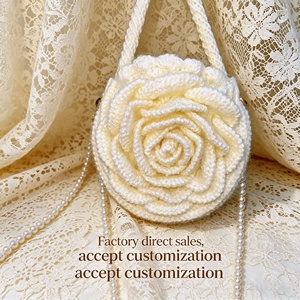 Bolso de Hombro Cruzado de Ganchillo Hecho a Mano Directo de Fábrica Supersky, Estilo Flor de Camelia Colorida, para Almacenamiento DIY - Product Image 2
