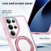 Coque de téléphone en TPU + acrylique pour Samsung S26 S25 S24 Ultra, support magnétique rotatif à 360°, protection transparente du dos, coque mobile
