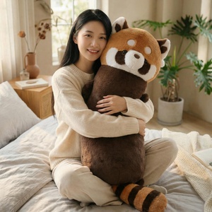 Lindo Peluche de Mapache, Juguete de Gato Rojo, Negro y Blanco, Adorable Almohada de Cuerpo Largo para Abrazar para Niñas - Product Image 3