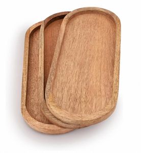 Nampan Sajian Kayu Oval Buatan Tangan yang Indah, Nampan Kayu yang Dipoles Tanpa Finishing untuk Penyajian Makan Malam, Camilan, Pesta, Liburan, Tahan Lama - Product Image 3