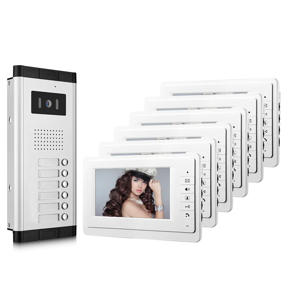 Video Intercom 7''LCD Màn Hình Màu Và CMOS Camera Intercom Video Door Phone Cho Đa Căn Hộ