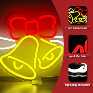 Christmas bell LED neon indoor USB powered hanging ambient light shop <b>sign</b> indicator street light luminous <b>sign</b> landscape light - Product Image 1