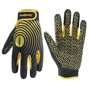 Ручные молодежные и взрослые черные и золотые эластичные липкие широкие перчатки для футбола на заказ