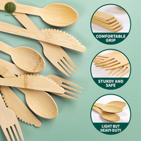 Juego de Cubiertos de Bambú Zero Waste, Cuchara, Tenedor y Cuchillo Desechables, Sostenibles, Libres de Plástico, Compostables, Utensilios de Cocina, Paquete al por Mayor