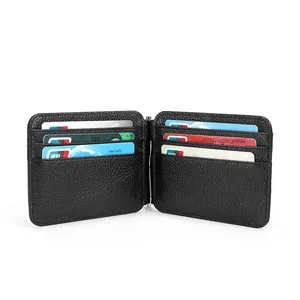 Popular New Mens Slim Bifold Genuine Leather Multi Cards Holder Wallet for Men with Money Clip 2024
