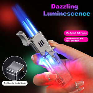 Recharge en métal moderne Gaz Cigarette Poche Cigare Chalumeau Briquet Quatre <span class=keywords><strong>Jet</strong></span> Flamme Butane Personnalisé Prix Usine pour Cadeaux - Product Image 2