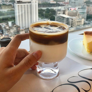 Gobelet en verre 250 ml (10 oz) pour desserts créatifs, idéal pour milkshakes, jus et café, verre à pied haut pour la maison - Product Image 2