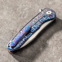 2024 nouveau couteau pliant en alliage de titane avec revêtement bleu poignée couteau survie en plein air auto-défense titane couteau de chasse