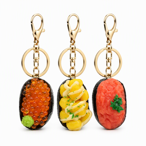 Porte-clés Sushi Mignon en Forme de Nigiri avec Fermoir Homard Doré, Cadeau Breloque PVC pour Enfants et Adolescents - Product Image 1