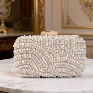 Vintage <strong>Pearl</strong> Evening Bag Handmade Beaded &amp; Rhinestone Clutch Elegant Women's Party Dress <strong>Handbag</strong> - Product Image 1