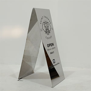 Letrero de Marco A de acero inoxidable personalizado, soporte de suelo comercial de doble cara para exteriores, tablero de letrero de Metal publicitario - Product Image 5