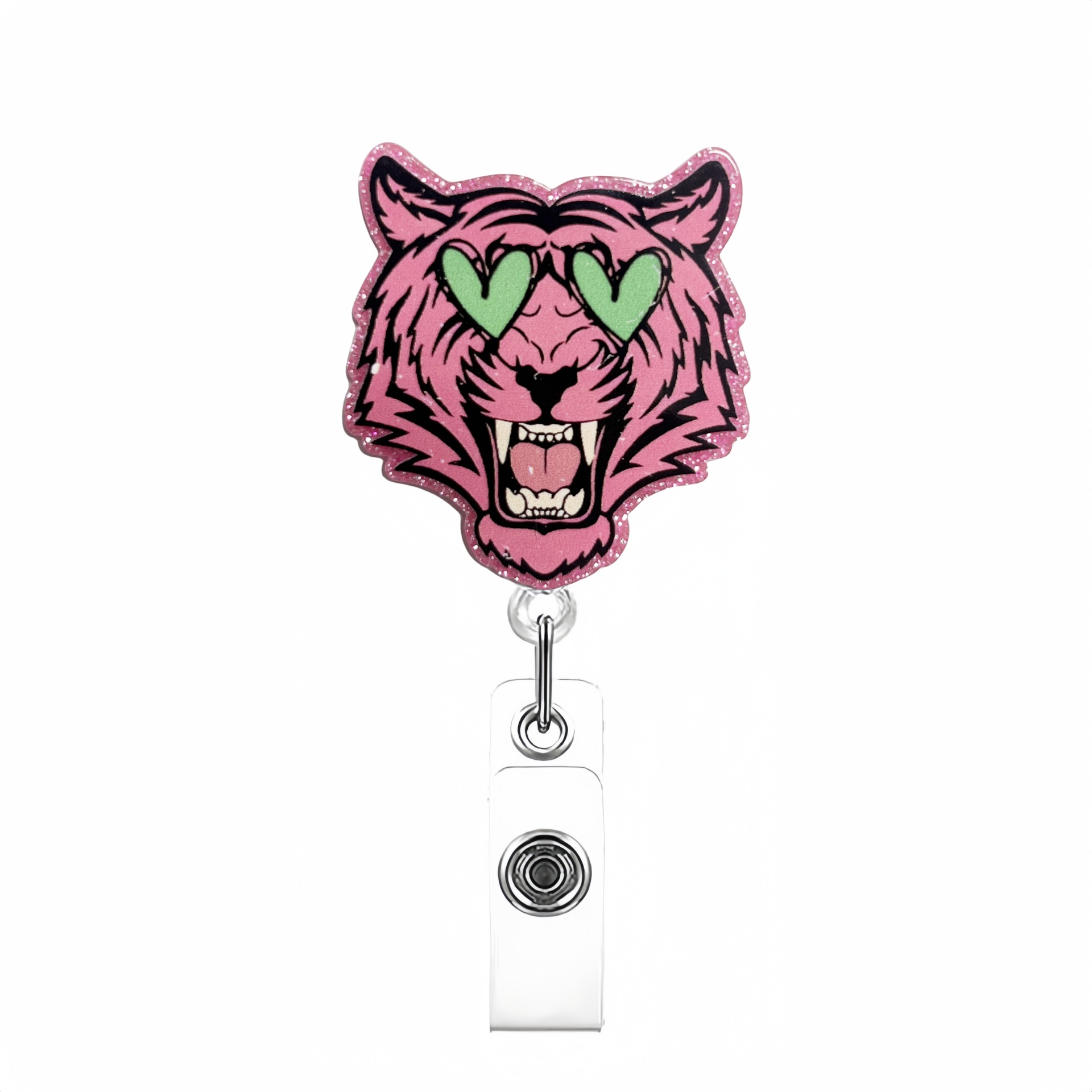 Testa di tigre rosa e verde