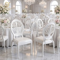 Chaises d'événement modernes et populaires pour mariages, empilables, en plastique, pour banquets, extérieur, blanches, dossier Phénix