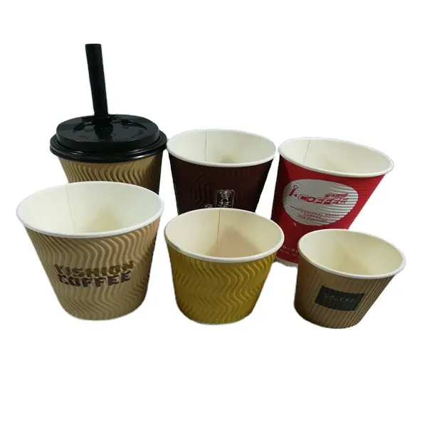 Venta al por mayor, taza de papel de diseño libre personalizado, de pared simple taza de café, tazas de papel para llevar impresas personalizadas