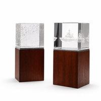 Trophée personnalisé en cristal avec base en bois, gravure laser 3D et éclairage LED, pour anniversaire et reconnaissance des réalisations