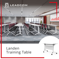 Table de réunion et de formation pliable et extensible LEADCOM Mateo LS-703 en acier moderne avec roulettes verrouillables et cadre mobile blanc