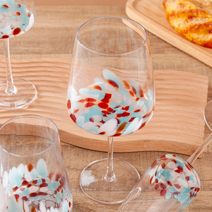 Fabricant de sets de verres à vin de <span class=keywords><strong>Bordeaux</strong></span> en verre de luxe grande capacité, verres à vin rouge en cristal avec motif de points colorés - Product Image 1