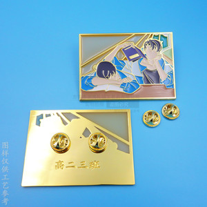 Customized Rectangle Zinc Alloy School Badge Gold Electroplated Hollow Transparent Lacquer <b>Name</b> <b>Tag</b> With Butterfly Buckle - Product Image 1