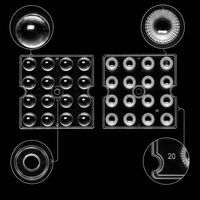 Lentille optique carrée personnalisée 49,9x49,9 mm à 16 LED, faisceau étroit de 30 degrés pour éclairage industriel et projecteurs OEM