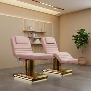 Pink PU Leather Electric Beauty <b>Bed</b> <b>Adjustable</b> Salon Furniture Contemporary Design for Spa Facial Massage Treatment - Product Image 1