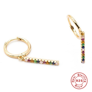 ต่างหูห่วงประดับเพชรหลากสีสัน รุ่น ROXI rainbow bar Shaking Fashion - Product Image 4