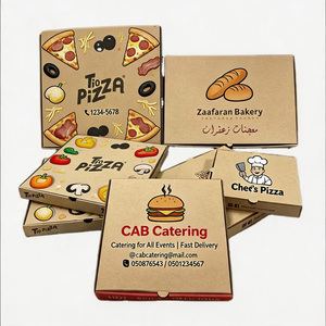Boîtes d'emballage pour pizza imprimées avec des dessins animés personnalisés, 3 tailles empilables, pack familial, boîtes en carton ondulé avec design gratuit - Product Image 2
