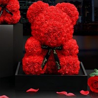 Ours en peluche rose avec fleur lumineuse et boîte cadeau pour la Saint-Valentin et les anniversaires