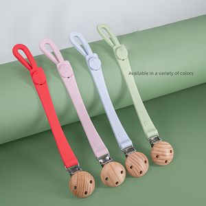 Vente en gros de perles en bois de silicone de qualité alimentaire réutilisables et personnalisées attache-tétine pour bébé avec étui de fixation - Product Image 2
