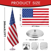 Drapeau personnalisé sur pied pour intérieur 3x5 pieds, vente en gros d'usine, base argentée, pour salle de conférence