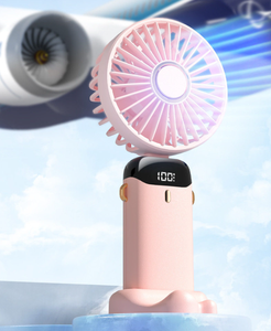 Ventilador de Mano Recargable por USB, Portátil, Plegable, con Tres Velocidades, Refrigeración Personal, Pantalla Digital Visual - Product Image 2