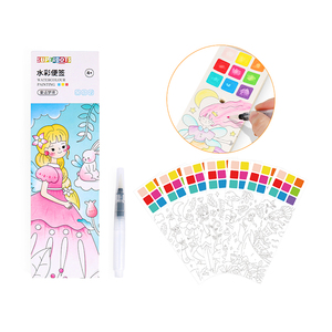 Bloc de coloriage à <span class=keywords><strong>la</strong></span> gouache pour enfants, thème princesse, <span class=keywords><strong>livre</strong></span> de peinture à l'aquarelle sur le thème des contes de fées avec pigments intégrés et pinceau pour filles - Product Image 1