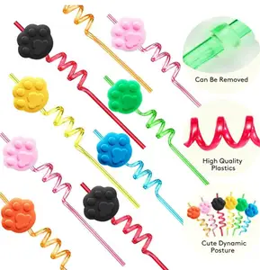 Custom PET Crazy Party Straw Reusable Hard Plastic Juice Swirly Straws