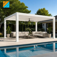 Pergola moderne en aluminium pour l'extérieur, avec toit à lames motorisé et réglable, pour patio et abri de jardin