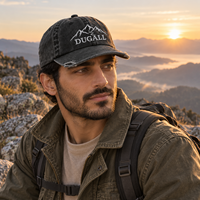 Casquette et chapeau snapback à 5 panneaux en coton noir vintage délavé et vieilli avec logo brodé 3D personnalisé pour hommes et femmes