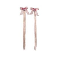 Extension de cheveux Princesse Elsa La Reine des Neiges, pince à cheveux nœud rose et attache de queue de cheval tressée, accessoires de déguisement pour filles