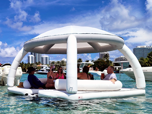 Plataforma <span class=keywords><strong>Flotante</strong></span> Inflable para Parque Acuático, Muelle para Yates, Equipo de Juego Acuático, Isla Inflable con Carpa - Product Image 5