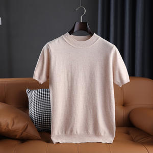 Pull en laine 100% à la mode et confortable pour hommes Méthode de tissage tricotée Conception directe à manches courtes en usine - Product Image 1