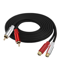 Câble audio 2RCA mâle-femelle avec boîtier métallique plaqué or et âme en cuivre pour amplificateur et connecteur d'extension TV