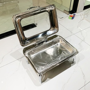 Autres réchauds de buffet pour hôtels et restaurants, chauffe-plats en acier inoxydable et verre, ensemble de chauffe-plats pour buffet - Product Image 5