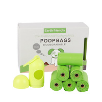 Fábrica al por mayor 100% compostable EN13432 PLA PBAT almidón de maíz biodegradable bolsas para caca de perro con logotipo para productos para el hogar