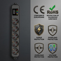Adaptador de Enchufe Múltiple Inteligente con Pantalla Digital de Voltaje de 16A 250V, Estándar Europeo, para Uso en Hogar y Oficina