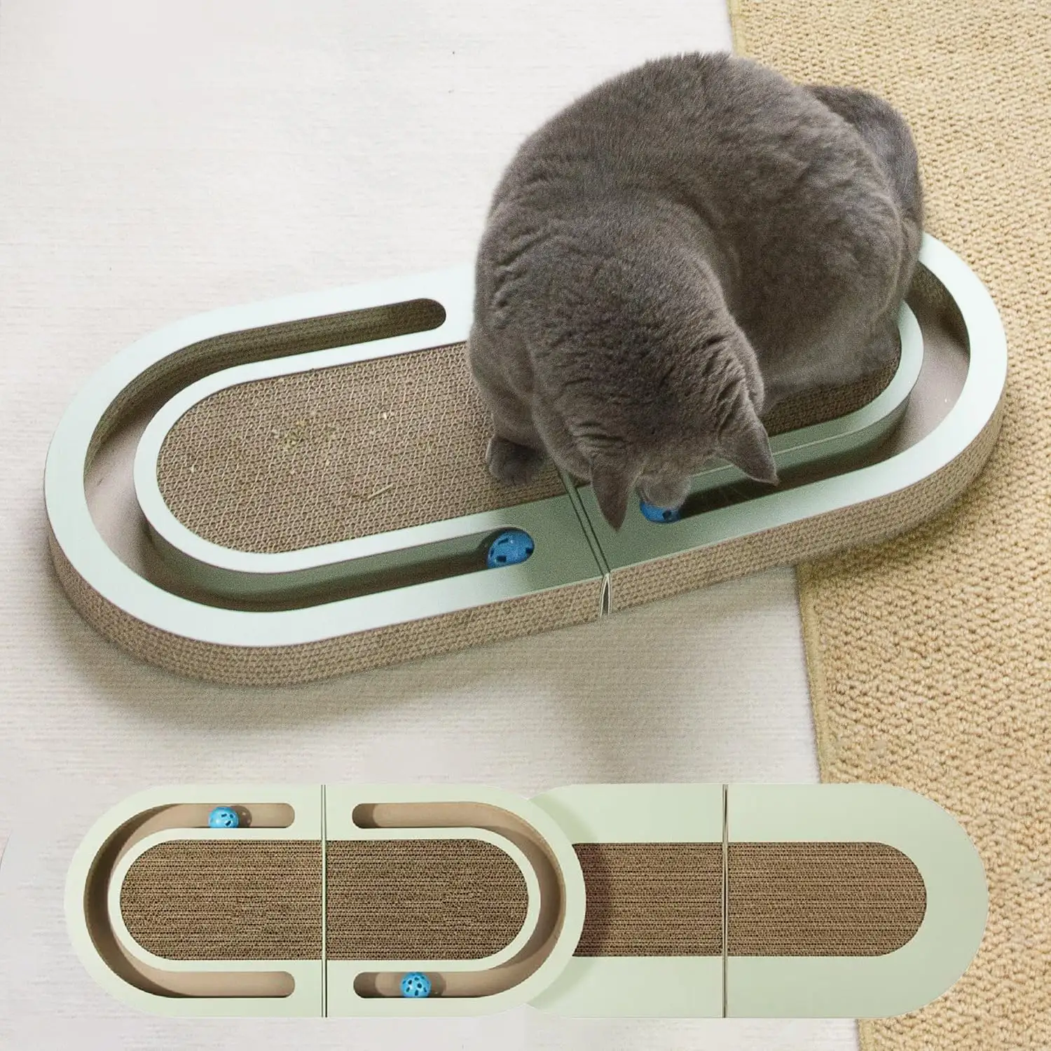 MEOW 쉬운 청소 하이 퀄리티 골판지 접는 녹색 고양이 스크래치 보드 사랑