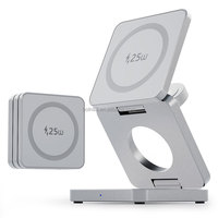 Chargeur sans fil pliable 3 en 1 à charge rapide 25W CE Rohs pour iPhone Samsung écouteurs montre connectée