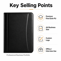 Portafolio de Negocios de Cuero A4 con Logotipo Personalizado, Bolsa para Documentos de PU de Grano Fino Premium para Reuniones, Currículum, Entrevistas, Oficina, Venta al por Mayor