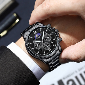 Đa Chức Năng Người Đàn Ông Của Thạch Anh Xem Mặt Trăng Giai Đoạn Lịch Nhỏ Ba Kim Sáng Thép Không Gỉ Thép Không Gỉ 42Mm Đóng Hộp - Product Image 2