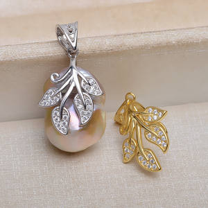 Colgante de Hoja de Árbol Barroco de Plata S925 con Perla Irregular, Collar de Joyería de Moda para Mujer, Accesorio DIY, Base Vacía 4412 - Product Image 1