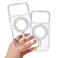 Étui de téléphone magnétique transparent antichoc pour iPhone 16 Pro Max Coque arrière transparente pour iPhone 15 14