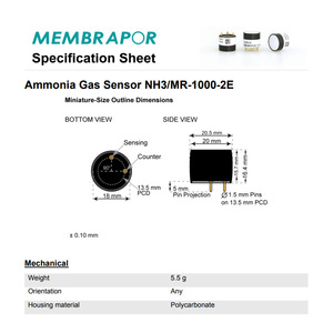 เซ็นเซอร์ก๊าซแอมโมเนีย Membrapor NH3/MR-1000-2E ตัวเรือนขนาดเล็กที่มีความแม่นยำสูงสำหรับเครื่องตรวจจับแบบพกพา - Product Image 3